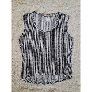 Athleta Women's Top Sleeveless Striped Asymmetrical Hem Scoop Neck Size Med